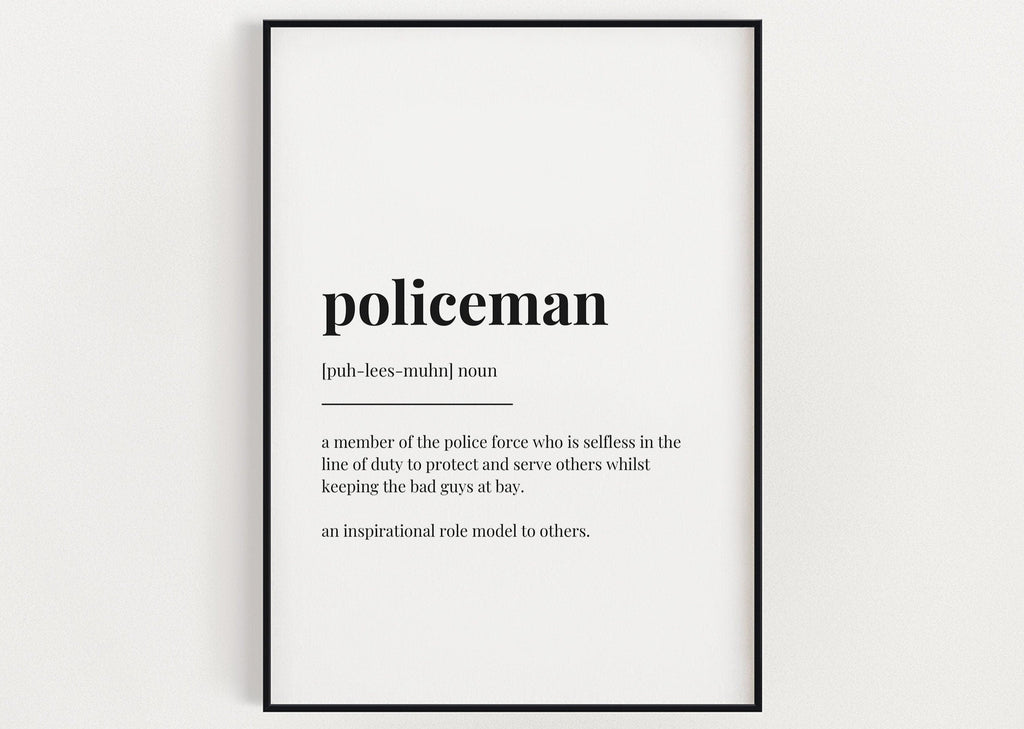 POLICEMAN DEFINITION PRINT | Wall Art Print |  Policeman Print | Definition Print | Quote Print | Gift for Policeman - Happy You Prints