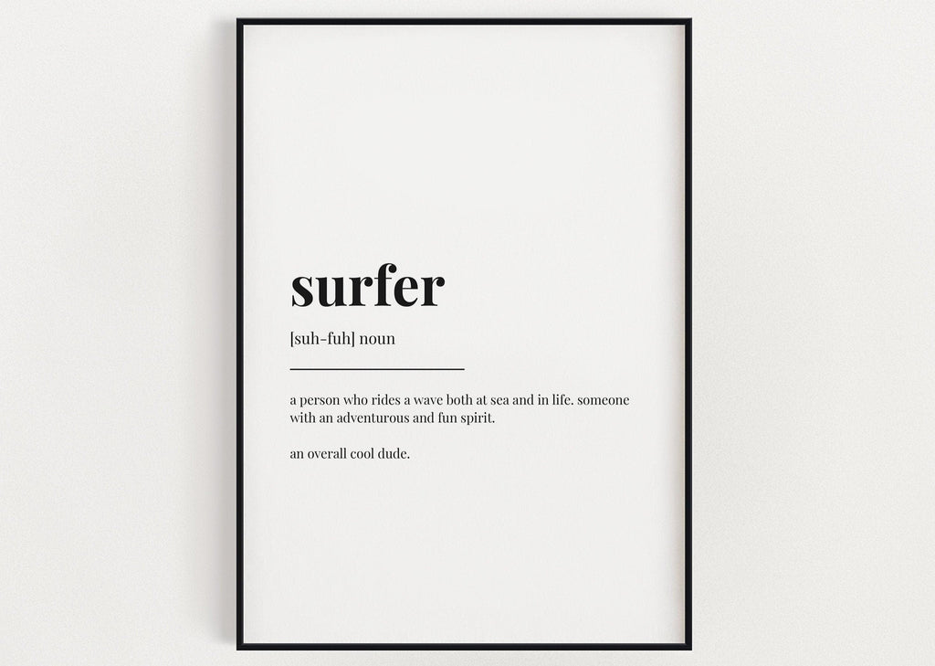 SURFER DEFINITION PRINT | Wall Art Print | Surfer Print | Definition Print | Quote Print | Gift for Surfer - Happy You Prints