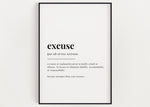 EXCUSE DEFINITION PRINT - Happy You Prints