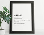 EXCUSE DEFINITION PRINT - Happy You Prints