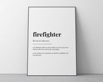 FIREFIGHTER DEFINITION PRINT | Wall Art Print | Firefighter Print | Definition Print | Quote Print | Gift for Firefighter - Happy You Prints