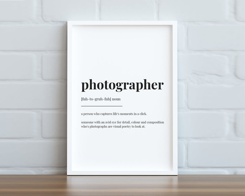 PHOTOGRAPHER DEFINITION PRINT | Wall Art Print | Photographer Print | Definition Print | Quote Print | Gift for Photographer - Happy You Prints