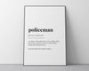 POLICEMAN DEFINITION PRINT | Wall Art Print |  Policeman Print | Definition Print | Quote Print | Gift for Policeman - Happy You Prints