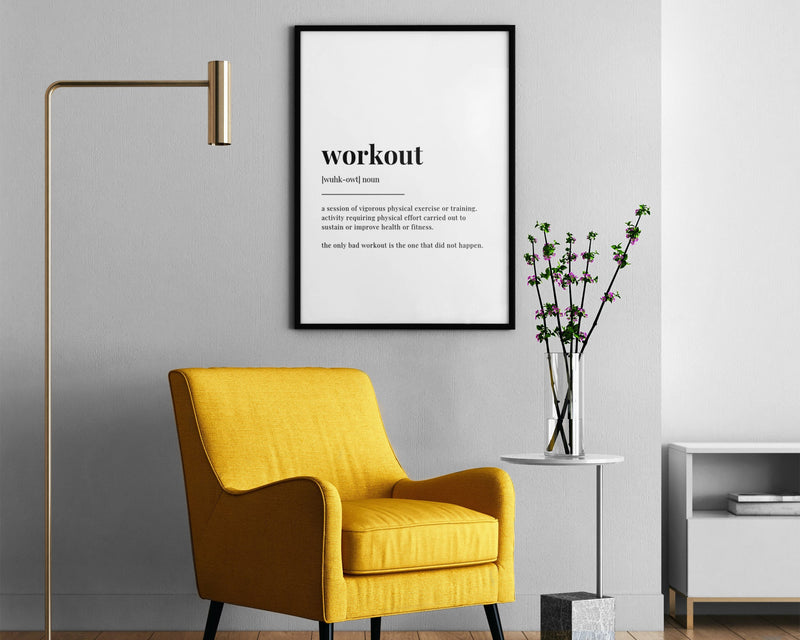 WORKOUT DEFINITION PRINT | Wall Art Print | workout  Print | Definition Print | Quote Print - Happy You Prints