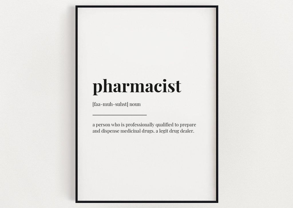 PHARMACIST DEFINITION PRINT | Wall Art Print| Definition Print | Quote Print - Happy You Prints