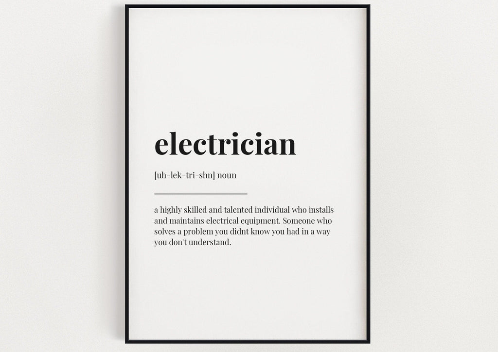 ELECTRICIAN DEFINITION PRINT - Happy You Prints