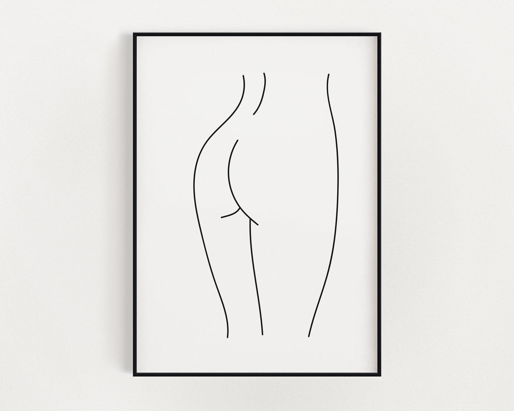 FEMALE LINE DRAWING Print, Line Art, Minimalistic Prints, Nude Drawing, Figure Line, Female Body Line Art, Wall Art, Home Decor - Happy You Prints