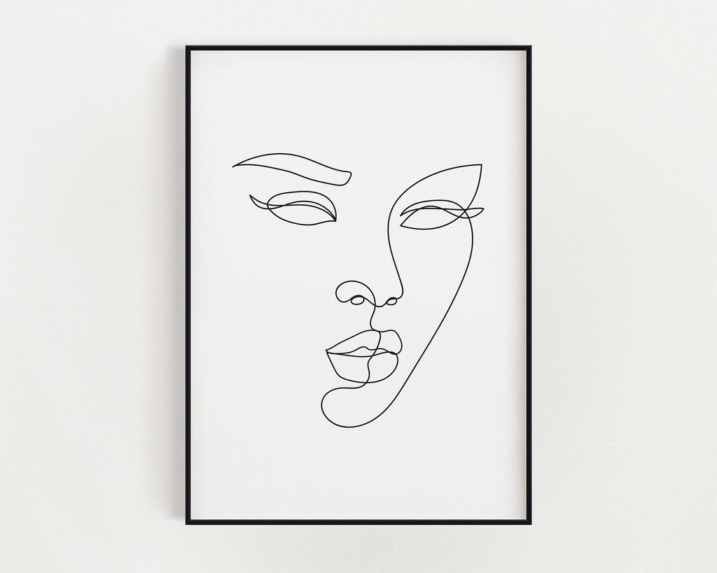 LINE DRAWING PRINT | Line Art | Minimalistic Prints | Face Drawing | Feminist Print | Wall Art | Home Decor - Happy You Prints