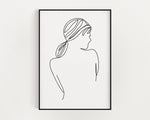 FEMALE LINE DRAWING Print, Line Art, Minimalistic Prints, Feminist Print, Figure Line, Wall Art, Home Decor - Happy You Prints