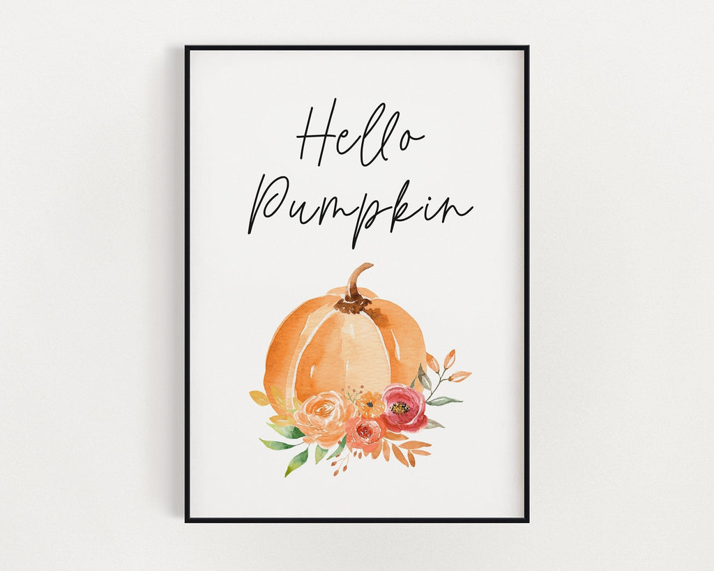 HELLO PUMPKIN PRINT | Pumpkin DÃ©cor | Autumnal Prints | Seasonal Prints | Haloween Prints - Happy You Prints