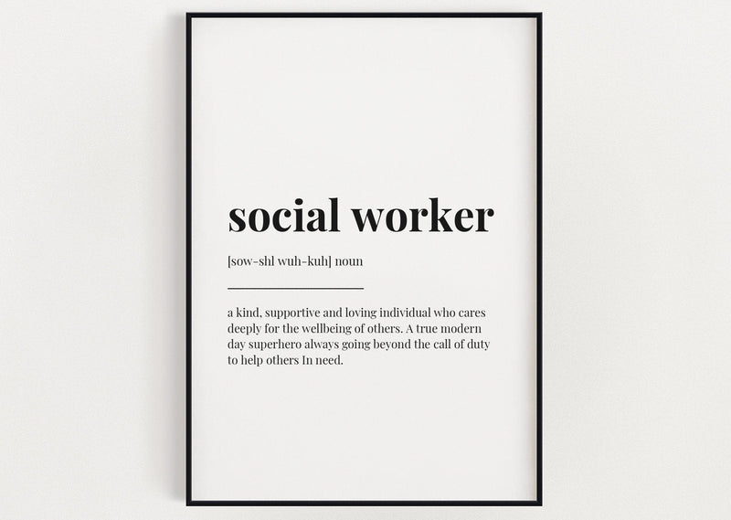 SOCIAL WORKER DEFINITION Print | Wall Art Print| Definition Print | Quote Print - Happy You Prints