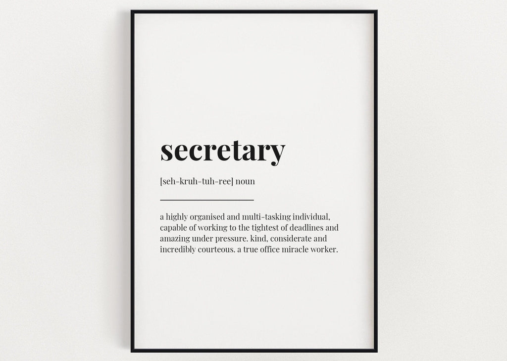 SECRETARY DEFINITION PRINT | Wall Art Print | Definition Print | Quote Print - Happy You Prints