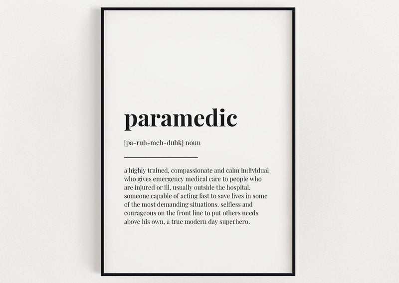 PARAMEDIC DEFINITION PRINT | Wall Art Print | Definition Print | Quote Print - Happy You Prints