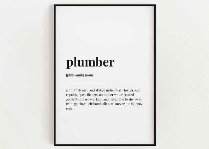 PLUMBER DEFINITION PRINT | Wall Art Print | Definition Print | Quote Print - Happy You Prints