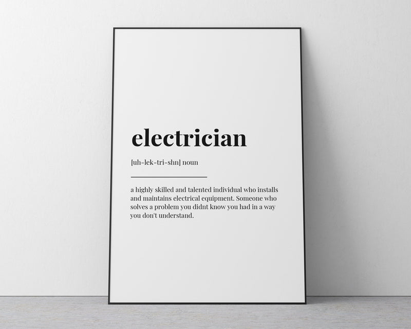 ELECTRICIAN DEFINITION PRINT - Happy You Prints