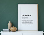 PARAMEDIC DEFINITION PRINT | Wall Art Print | Definition Print | Quote Print - Happy You Prints