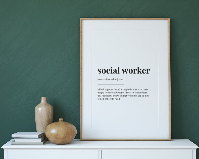 SOCIAL WORKER DEFINITION Print | Wall Art Print| Definition Print | Quote Print - Happy You Prints