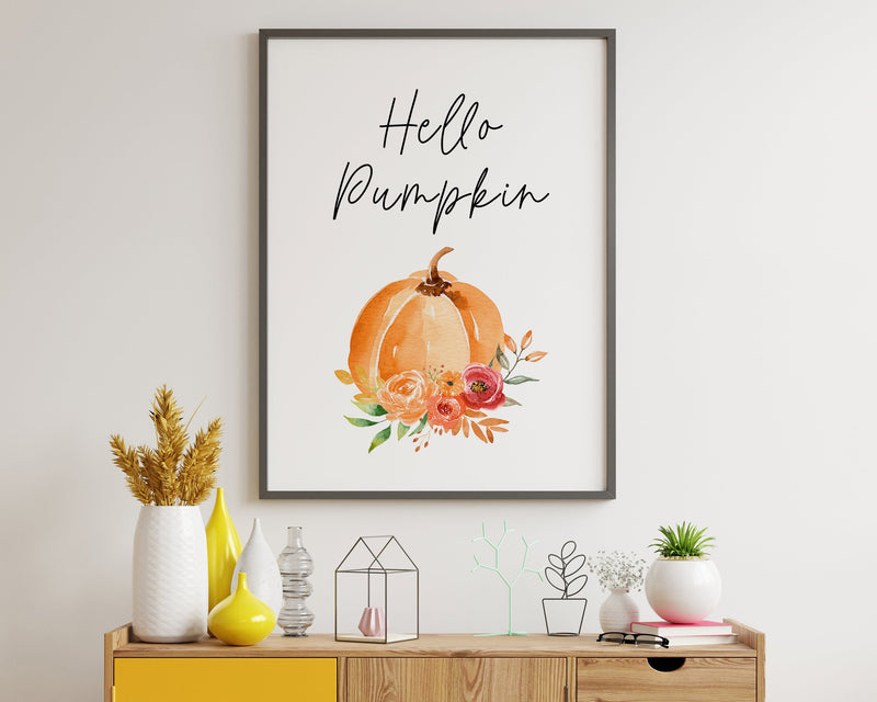 HELLO PUMPKIN PRINT | Pumpkin Décor | Autumnal Prints | Seasonal Prints | Haloween Prints | Seasonal Décor | Autumn Décor | Fall Prints - Happy You Prints