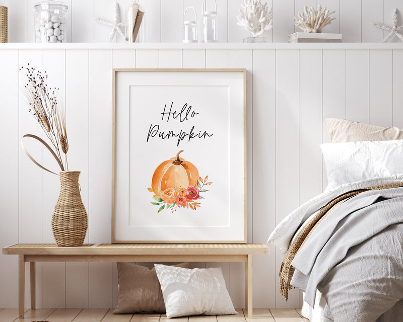 HELLO PUMPKIN PRINT | Pumpkin DÃ©cor | Autumnal Prints | Seasonal Prints | Haloween Prints - Happy You Prints