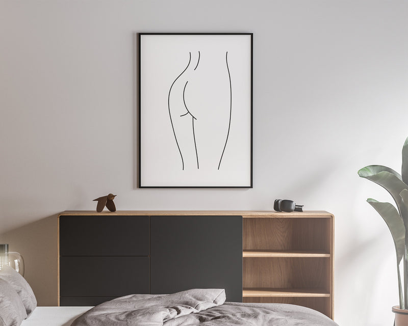 FEMALE LINE DRAWING Print, Line Art, Minimalistic Prints, Nude Drawing, Figure Line, Female Body Line Art, Wall Art, Home Decor - Happy You Prints