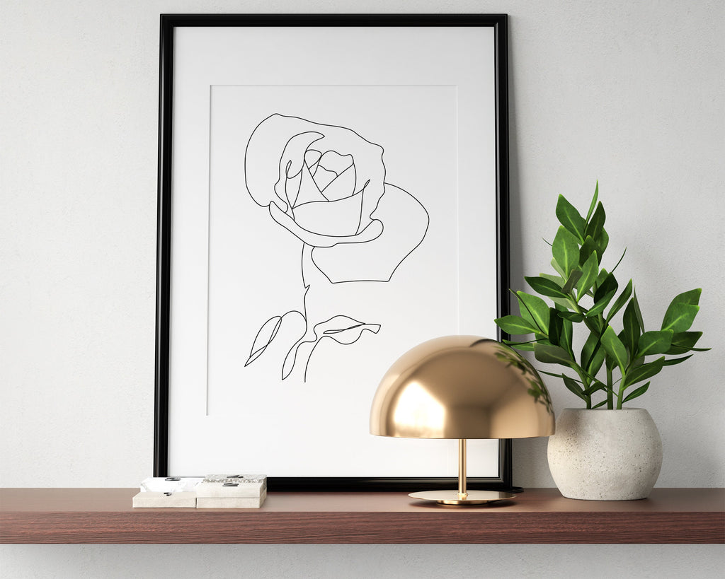 ROSE LINE DRAWING Print | Line Art | Minimalistic Prints | Flower Drawing | Rose | Wall Art | Home DÃ©cor - Happy You Prints