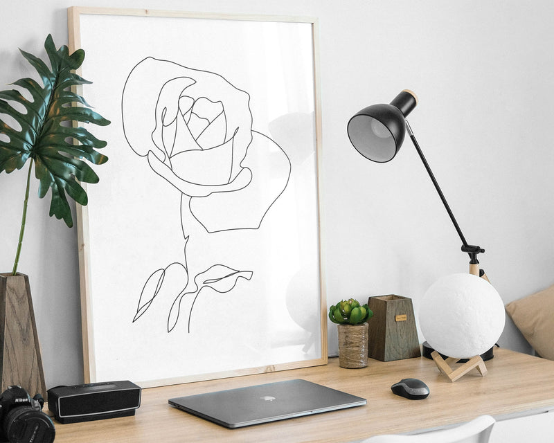 ROSE LINE DRAWING Print | Line Art | Minimalistic Prints | Flower Drawing | Rose | Wall Art | Home Décor - Happy You Prints