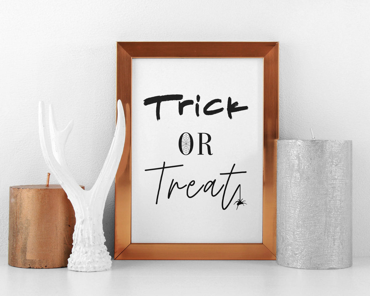 HALLOWEEN PRINTS | Trick or Treat | Halloween Decor | Halloween Sign | Wall Art | Witchcraft | Witch Decor | Home Decor - Happy You Prints