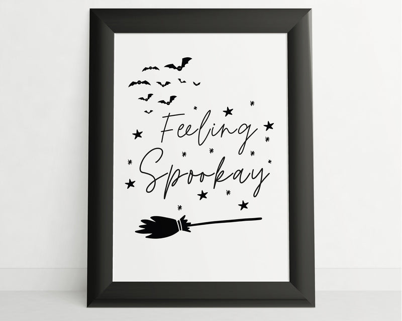 HALLOWEEN PRINTS | Feeling Spookay | Halloween Decor | Halloween Sign | Wall Art | Witchcraft | Witch Decor | Home Decor - Happy You Prints