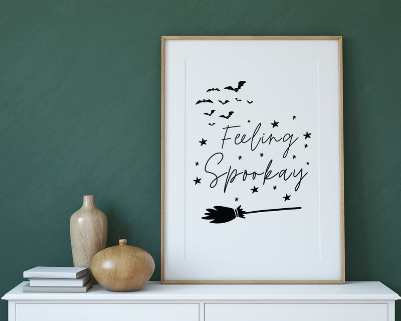 HALLOWEEN PRINTS | Feeling Spookay | Halloween Decor | Halloween Sign | Wall Art | Witchcraft | Witch Decor | Home Decor - Happy You Prints