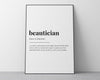 BEAUTICIAN DEFINITION PRINT | Wall Art Print | Beautician Print | Definition Print | Quote Print - Happy You Prints