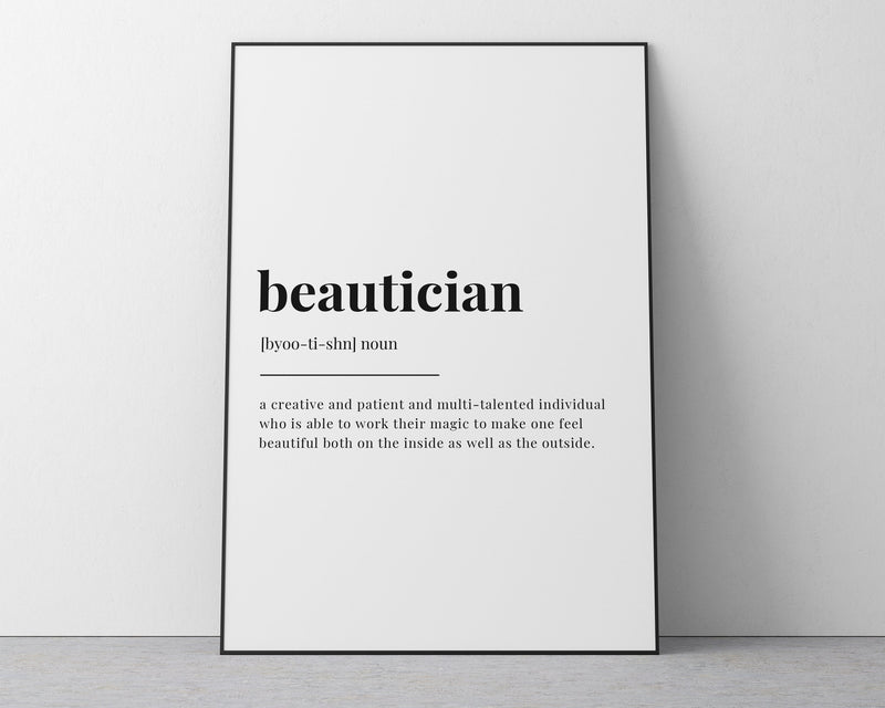 BEAUTICIAN DEFINITION PRINT | Wall Art Print | Beautician Print | Definition Print | Quote Print - Happy You Prints