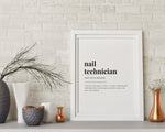 NAIL TECHNICIAN DEFINITION Print | Typography Art | Nail Technician Print | Definition Print | Quote Print - Happy You Prints