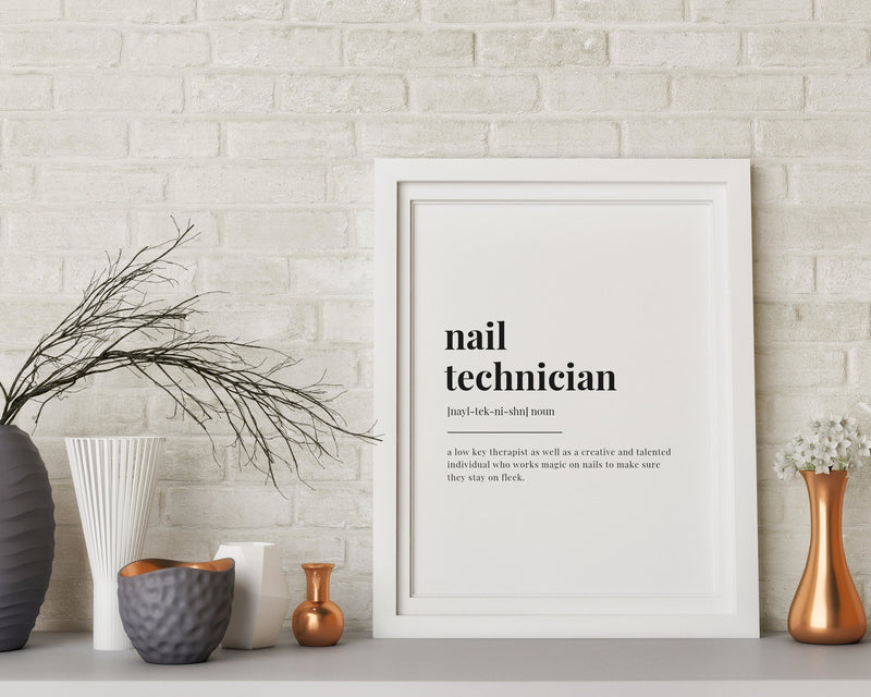 NAIL TECHNICIAN DEFINITION Print | Typography Art | Nail Technician Print | Definition Print | Quote Print - Happy You Prints