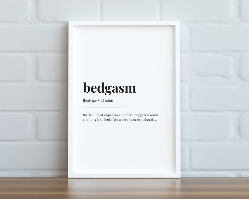 BEDGASM DEFINITION PRINT | Wall Art Print | Bedgasm Print | Definition Print | Quote Print - Happy You Prints