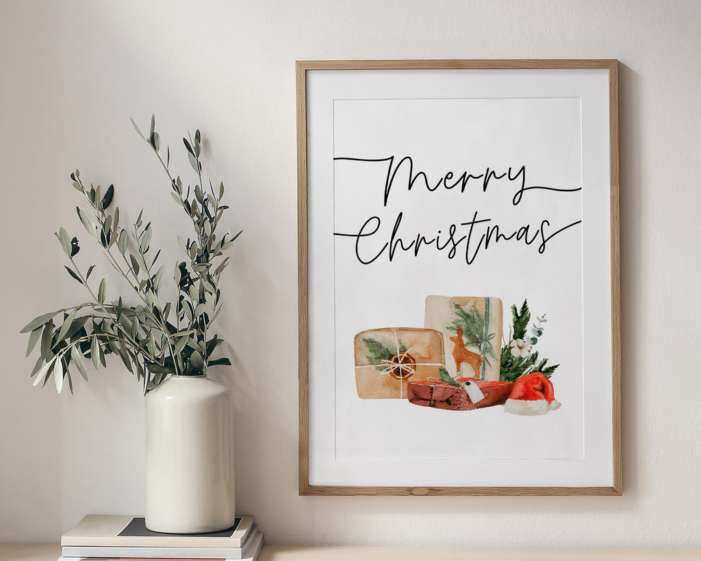 CHRISTMAS PRINT, Merry Christmas Presents, Christmas Wall Art, Festive Print, Winter Decor, Xmas Decor, Christmas Decoration
