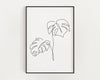 MONSTERA LEAF DRAWING Print | Line Art | Minimalistic Print | Monstera Print | Plant Drawing | Bathroom Print | Home Decor - Happy You Prints