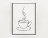 LINE DRAWING PRINT, Line Art, Tea Print, Coffee Print, Kitchen Decor, Wall Art - Happy You Prints