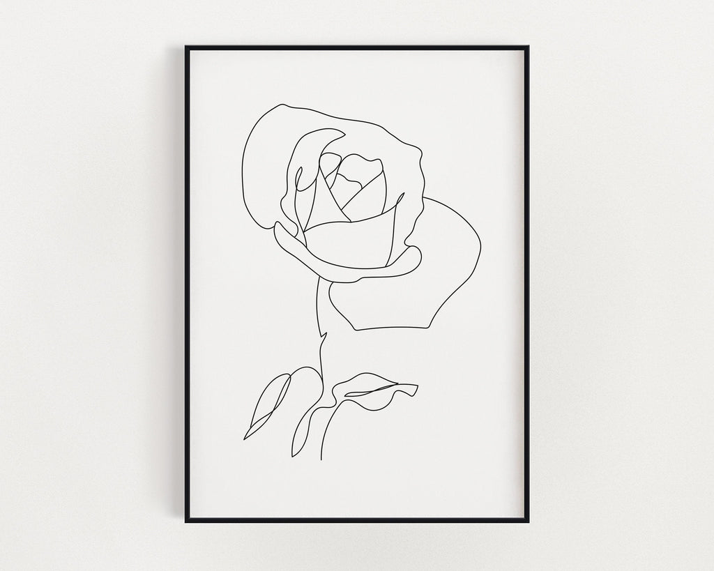 ROSE LINE DRAWING Print | Line Art | Minimalistic Prints | Flower Drawing | Rose | Wall Art | Home DÃ©cor - Happy You Prints