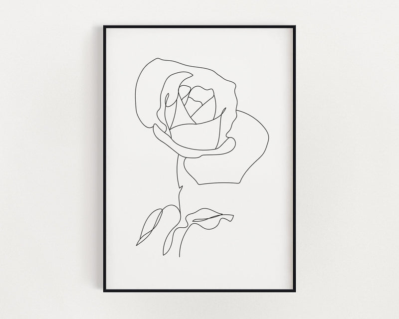 ROSE LINE DRAWING Print | Line Art | Minimalistic Prints | Flower Drawing | Rose | Wall Art | Home Décor - Happy You Prints