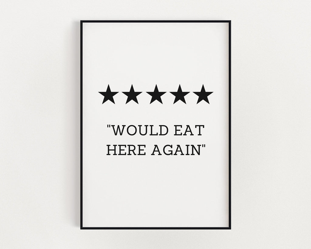KITCHEN PRINTS | Would Eat Here Again | Kitchen Wall Décor | Kitchen Wall Art  | Funny Kitchen Art | Kitchen Poster - Happy You Prints
