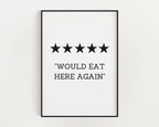 KITCHEN PRINTS | Would Eat Here Again | Kitchen Wall Décor | Kitchen Wall Art  | Funny Kitchen Art | Kitchen Poster - Happy You Prints