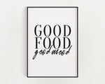 KITCHEN PRINTS | Good Mood Good Food | Kitchen Wall DÃ©cor | Kitchen Wall Art  | Funny Kitchen Art | Kitchen Poster - Happy You Prints