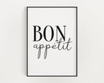 KITCHEN PRINTS | Bon Appetit | Kitchen Wall Décor | Kitchen Wall Art  | Funny Kitchen Art | Kitchen Poster - Happy You Prints