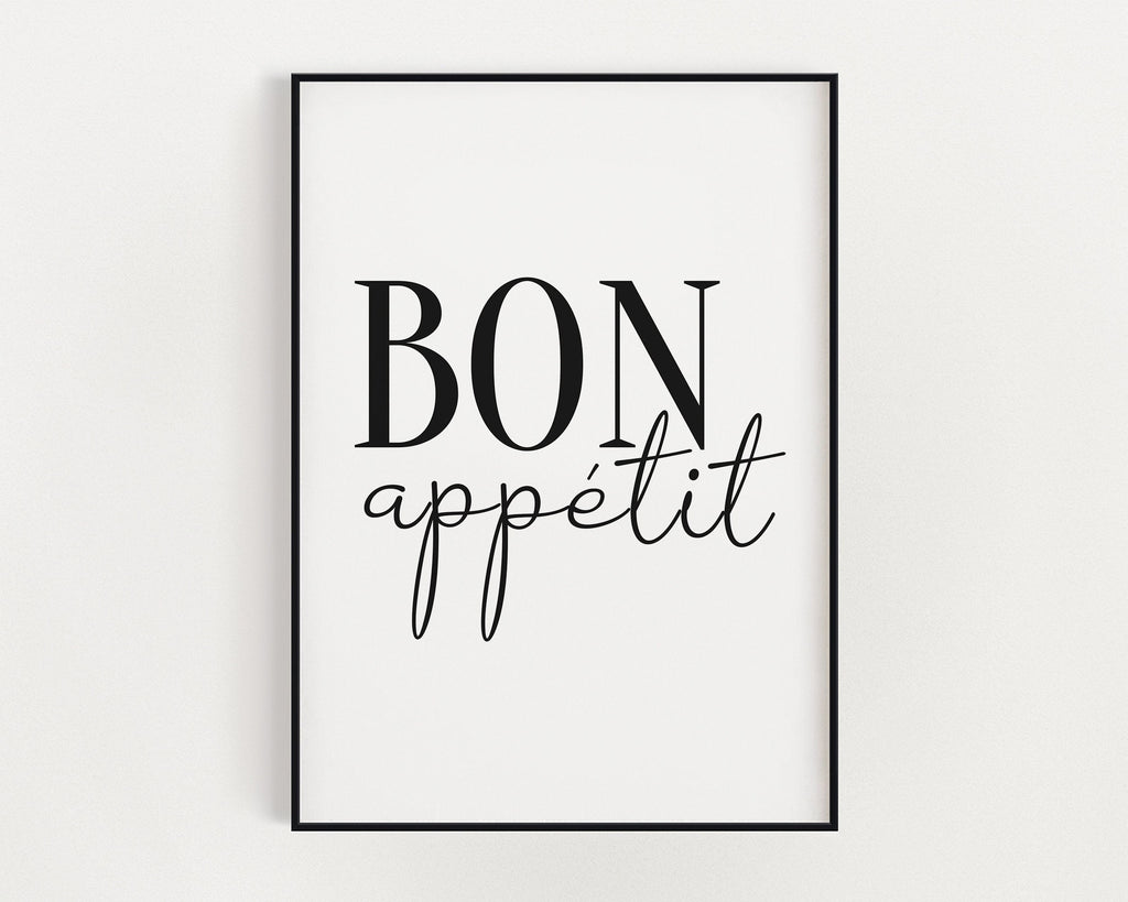 KITCHEN PRINTS | Bon Appetit | Kitchen Wall DÃ©cor | Kitchen Wall Art  | Funny Kitchen Art | Kitchen Poster - Happy You Prints