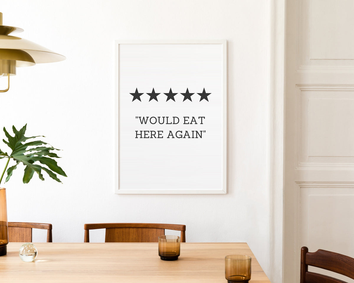 KITCHEN PRINTS | Would Eat Here Again | Kitchen Wall Décor | Kitchen Wall Art  | Funny Kitchen Art | Kitchen Poster - Happy You Prints