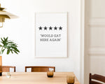 KITCHEN PRINTS | Would Eat Here Again | Kitchen Wall DÃ©cor | Kitchen Wall Art  | Funny Kitchen Art | Kitchen Poster - Happy You Prints