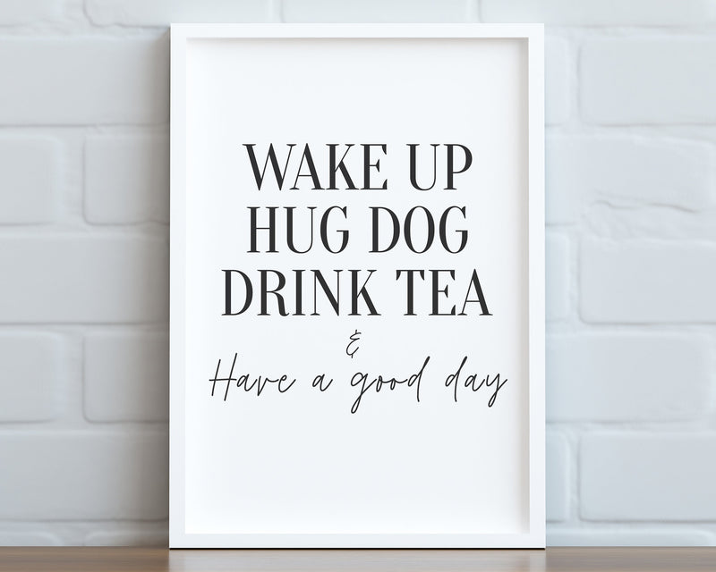 KITCHEN PRINTS | Wake Up Hug Dog | Kitchen Wall DÃ©cor | Kitchen Wall Art  | Funny Kitchen Art | Kitchen Poster - Happy You Prints