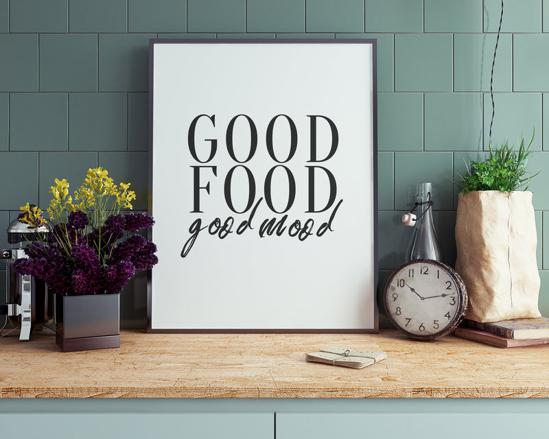 KITCHEN PRINTS | Good Mood Good Food | Kitchen Wall DÃ©cor | Kitchen Wall Art  | Funny Kitchen Art | Kitchen Poster - Happy You Prints