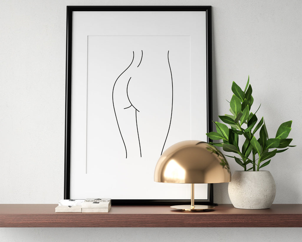 FEMALE LINE DRAWING Print, Line Art, Minimalistic Prints, Nude Drawing, Figure Line, Female Body Line Art, Wall Art, Home Decor - Happy You Prints