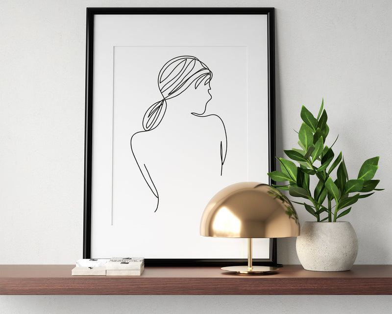 FEMALE LINE DRAWING Print, Line Art, Minimalistic Prints, Feminist Print, Figure Line, Wall Art, Home Decor - Happy You Prints